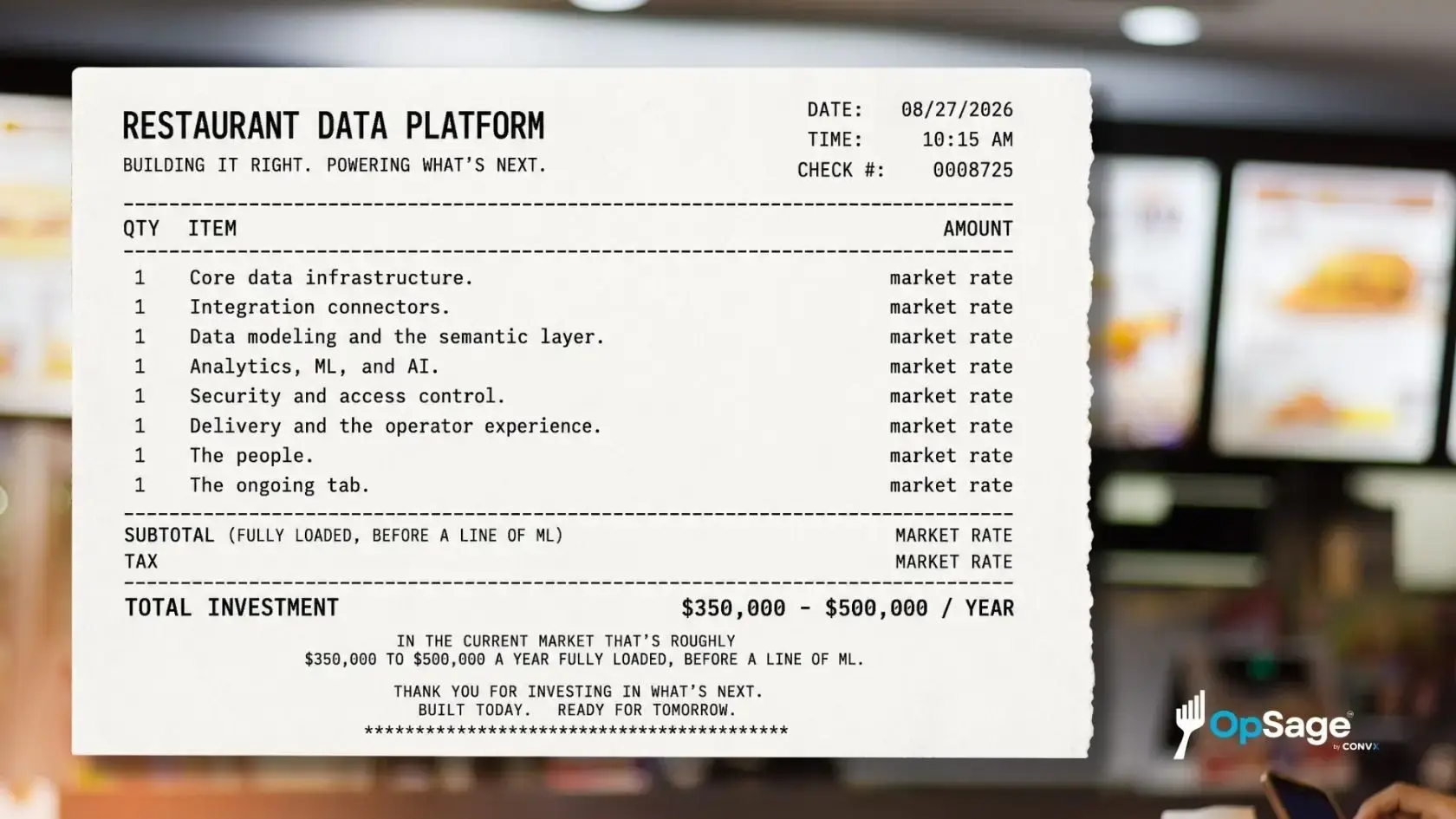 Restaurant data platform receipt